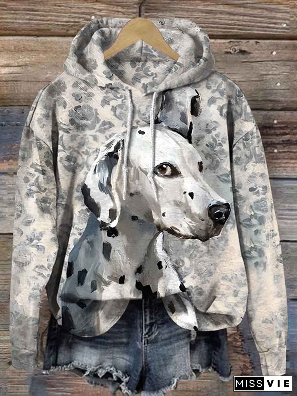 Dalmatian Print Long Sleeve Hoodie