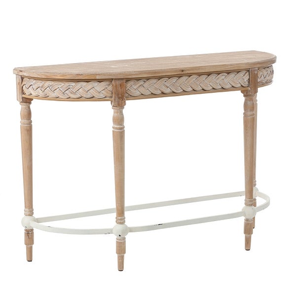 Natural Wood Half Moon Console and Entry Table - 29.9