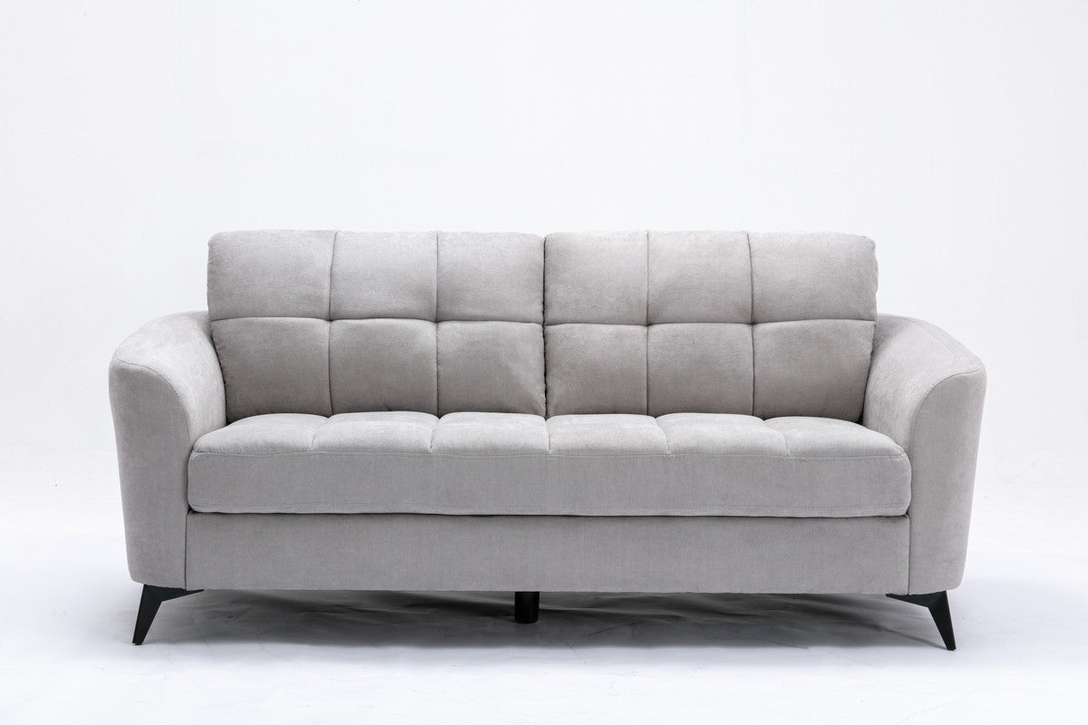 Callie Light Gray Linen Fabric Sofa Loveseat Living Room Set