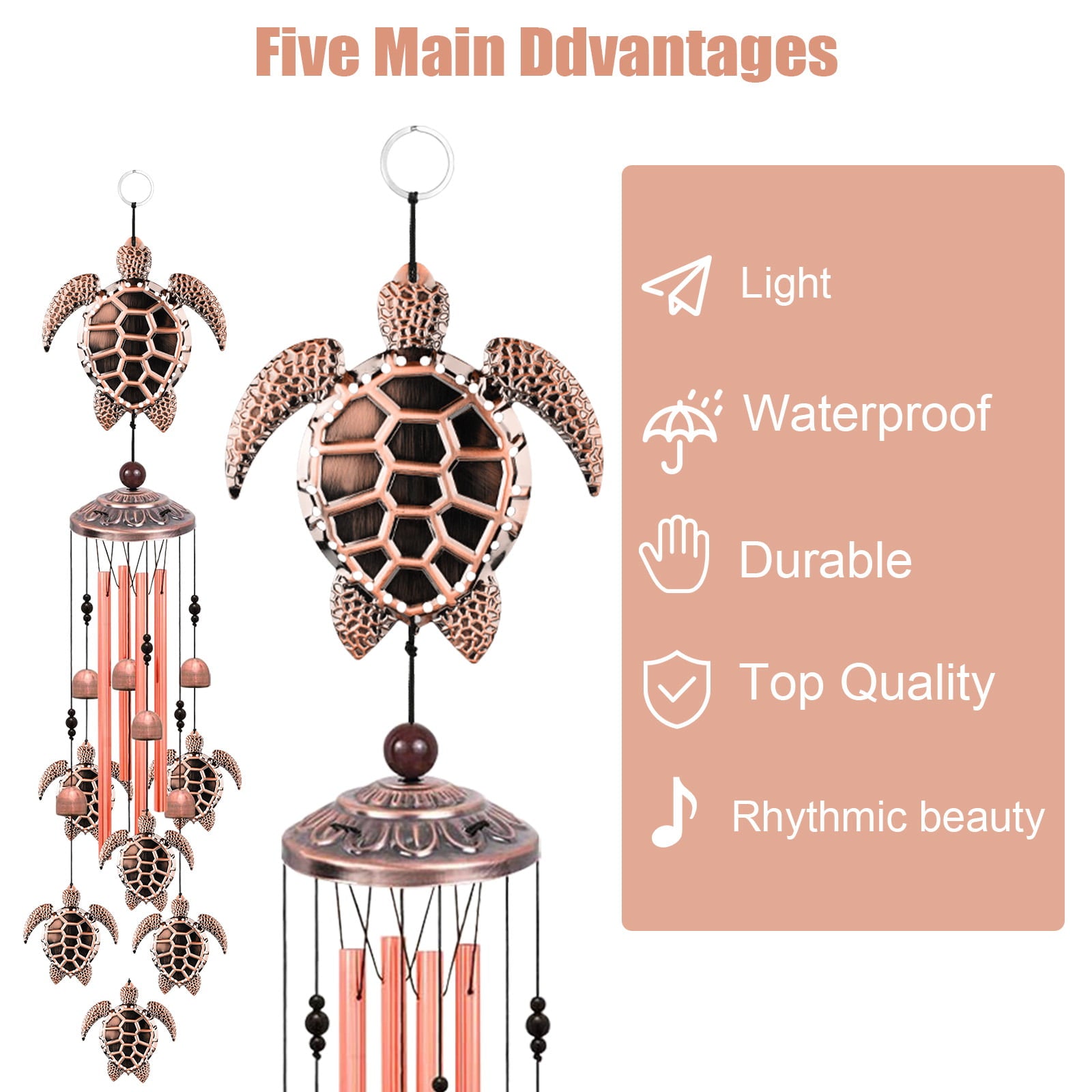 Turtle Wind Chimes Outdoor， EEEkit 33