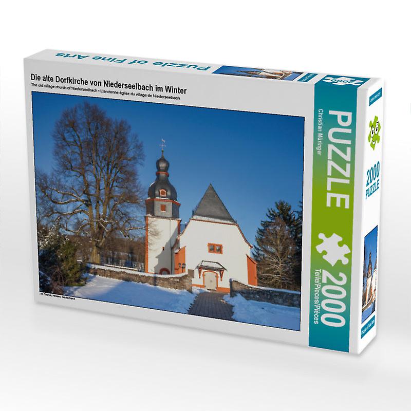 Die alte dorfkirche von niederseelbach im winter - calvendo foto-puzzle