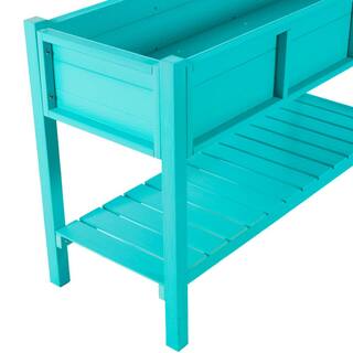 LUE BONA Raised Garden Bed Elevated Wood Planter Box Stand for Backyard Patio Balcony-Blue DPTHD23002-3