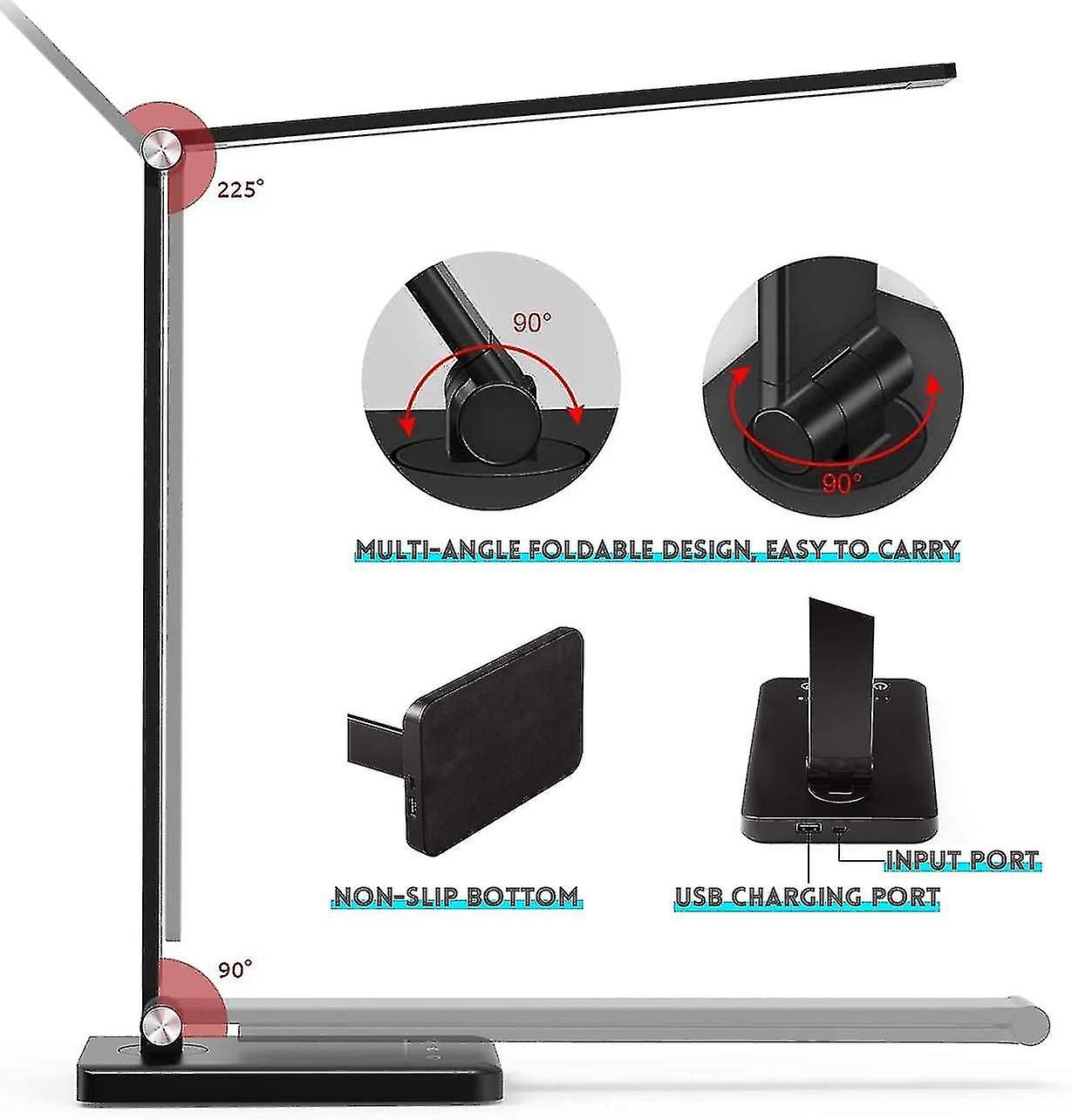 Led Eye Bedside Lamp， Wireless Charging And Usb Connect