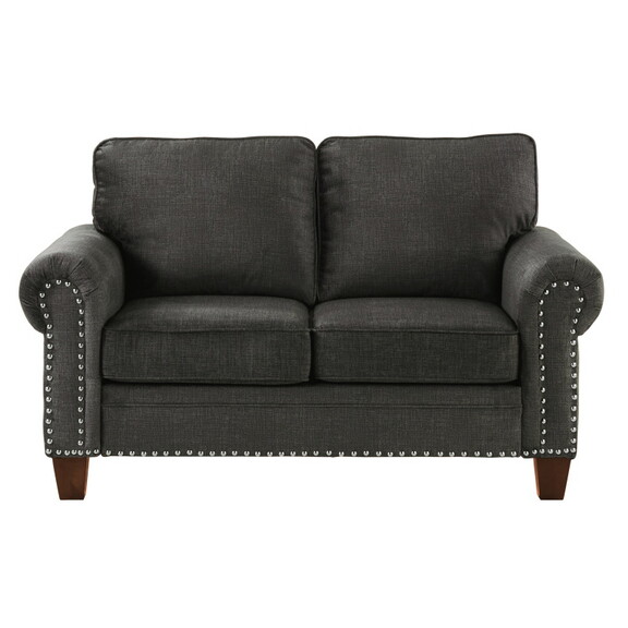 Traditional Style Dark Gray Loveseat 1pc Microfibe...