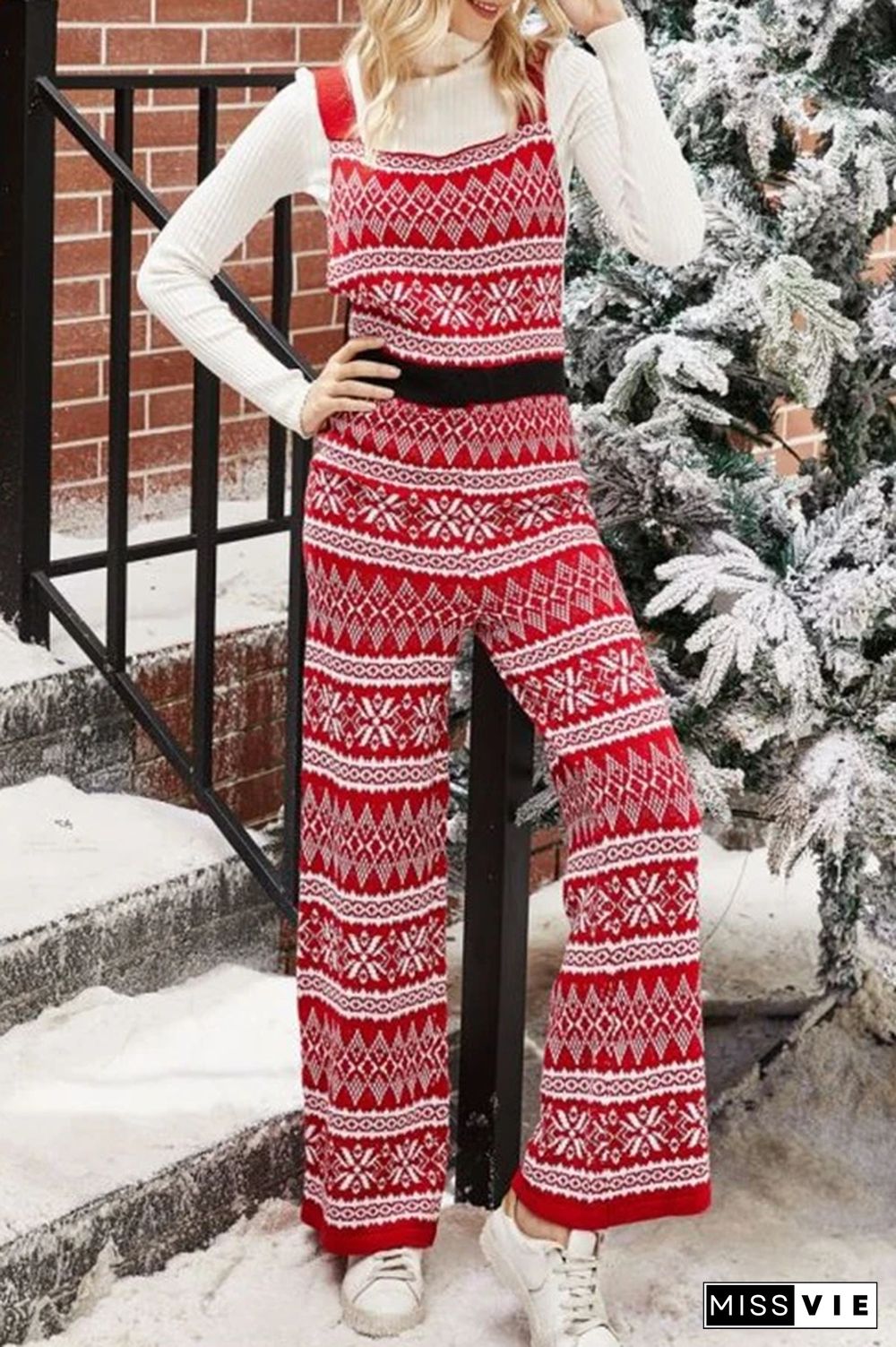 Christmas Wide Leg Knitted Jumpsuit