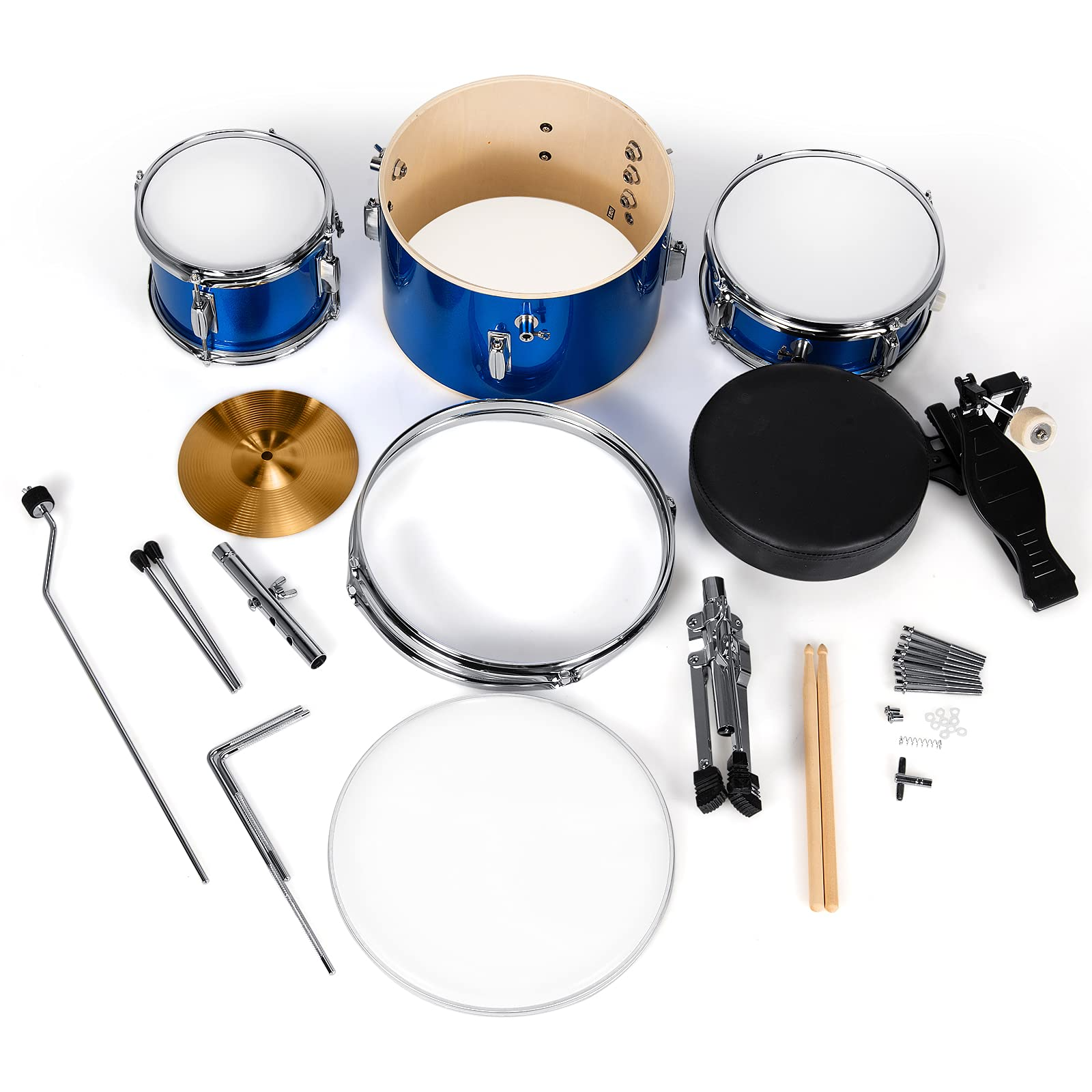 Costzon 3-Piece Kids Drum Set, 13 inch Junior Drum Set with 3 Drums (Bass Snare Tom)