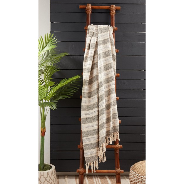 Saro Lifestyle Striped Throw Blanket With Fringed Edges