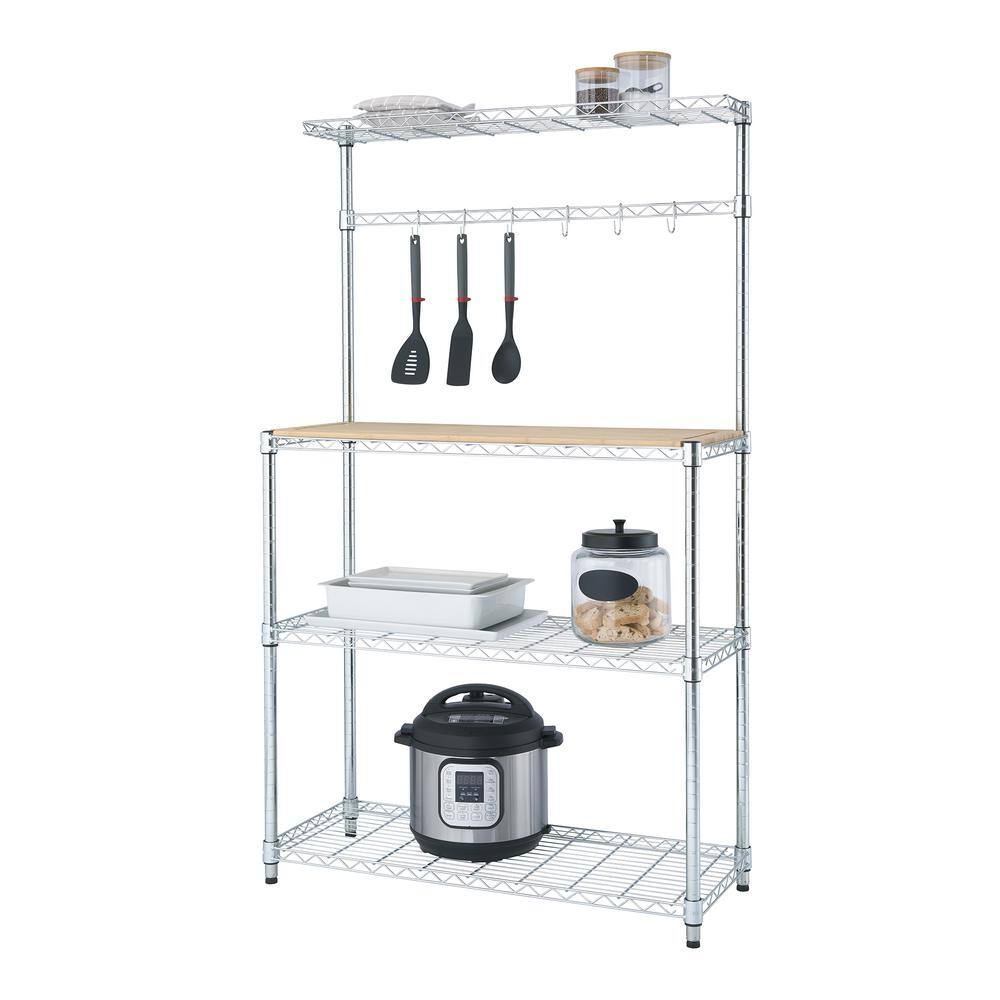 TRINITY Chrome 4-Tier Steel Wire Shelving Unit (14 in. W x 61 in. H x 36 in. D) TBFZ-1501