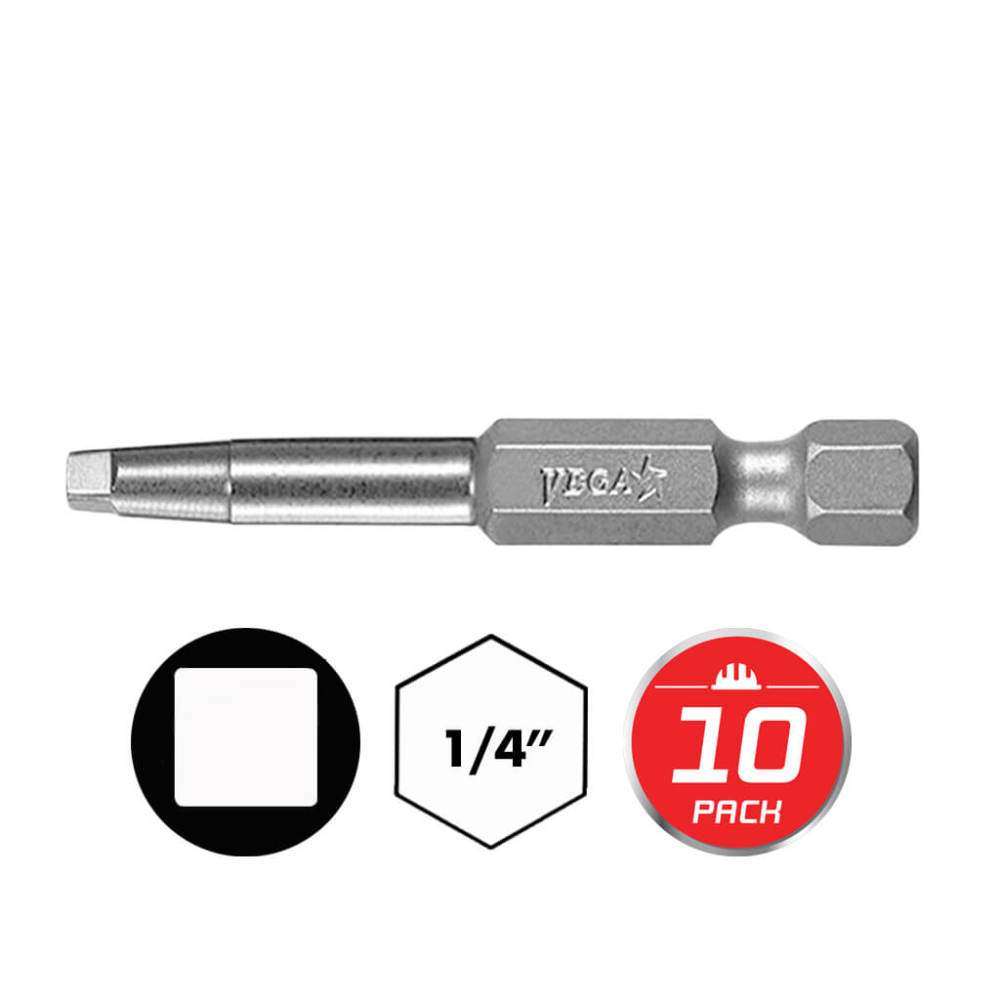 Vega Square Power Bit #2 x 12 Gunmetal Grey 10pk