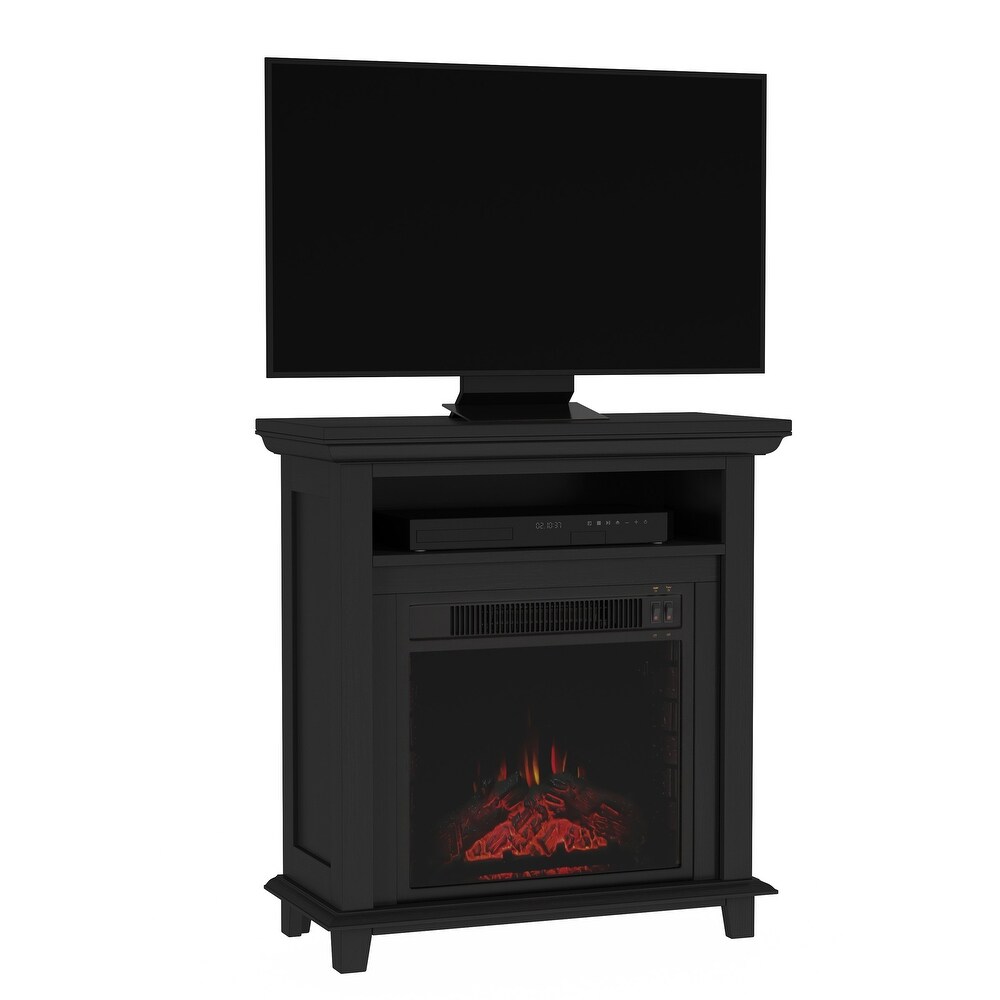 Copper Grove Siavonga Electric Fireplace TV Stand with Faux Logs and LED Flames   27 x 12.4 x 29   27 x 12.4 x 29