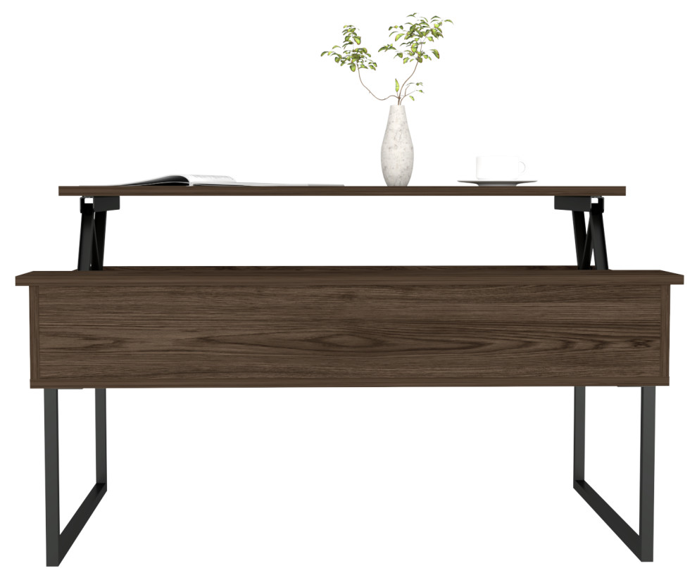 Lift Top Coffee Table Cessarr Two Legs   Dark Walnut   Industrial   Coffee Tables   by We Have Furniture  Houzz