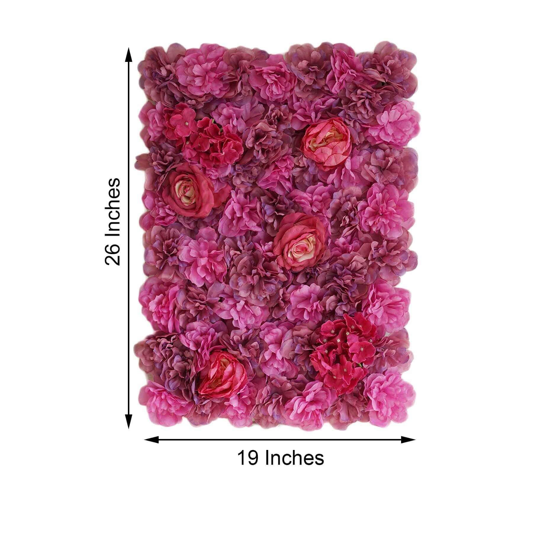 Violet/Purple UV Protected Assorted Flower Wall Mat Backdrop 4 Artificial Panels 13 Sq ft.