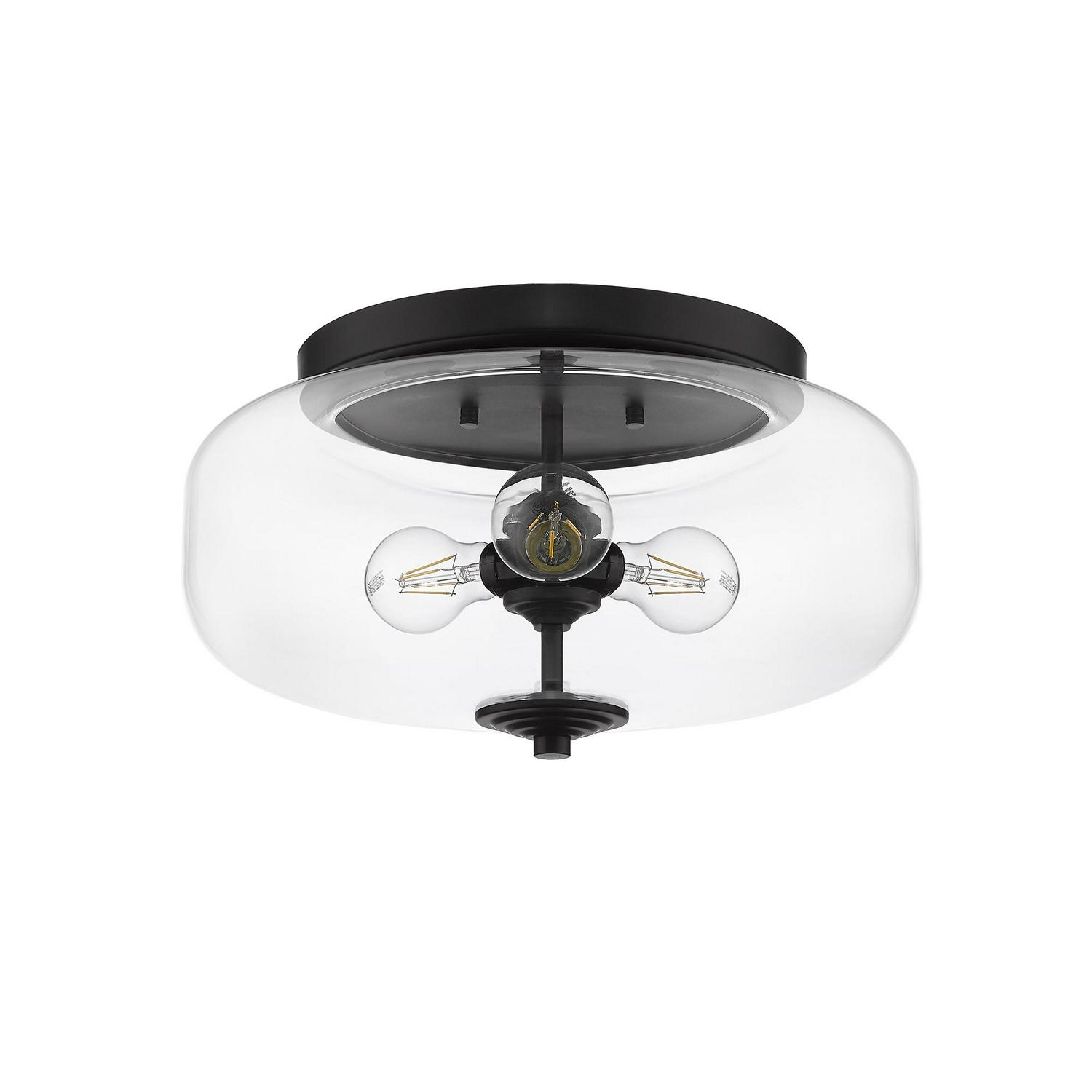 Ove Decors Glam 3-Light Ceiling Hanging Flush Mount Light， Black