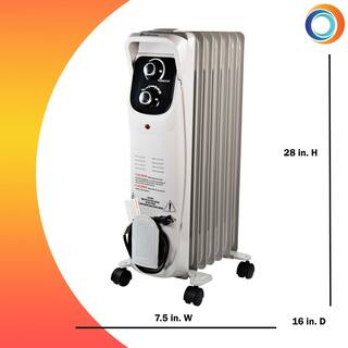 Comfort Zone 1500-Watt White Electric Oil-Filled Radiator Space Heater with Silent Operation CZ8008