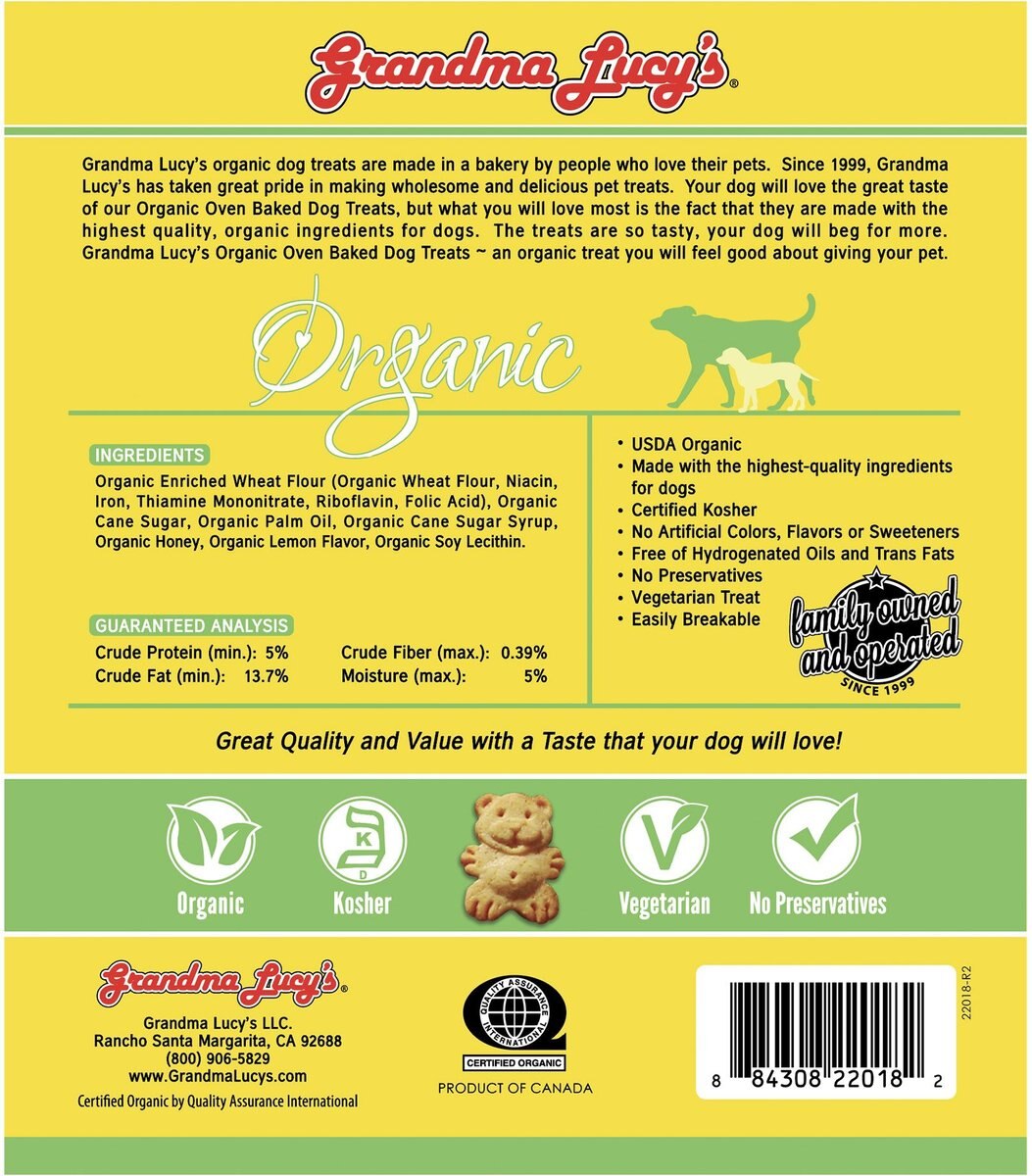 Grandma Lucy's Organic Lemon Honey Oven Baked Dog Treats