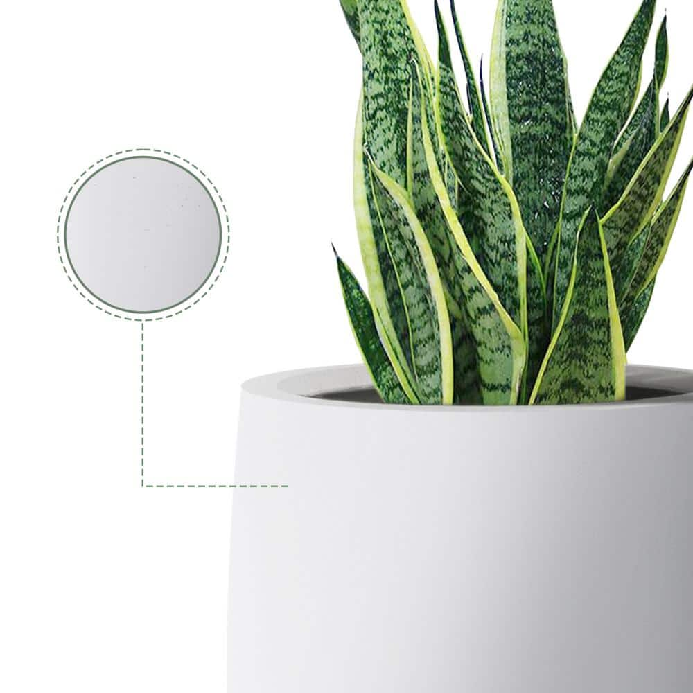 PLANTARA 32 in. and 23.6 in. H Concrete Tall Solid White planter， Large Outdoor Plant pot， Modern Tapered Flower pot for Garden PA099S2-8011