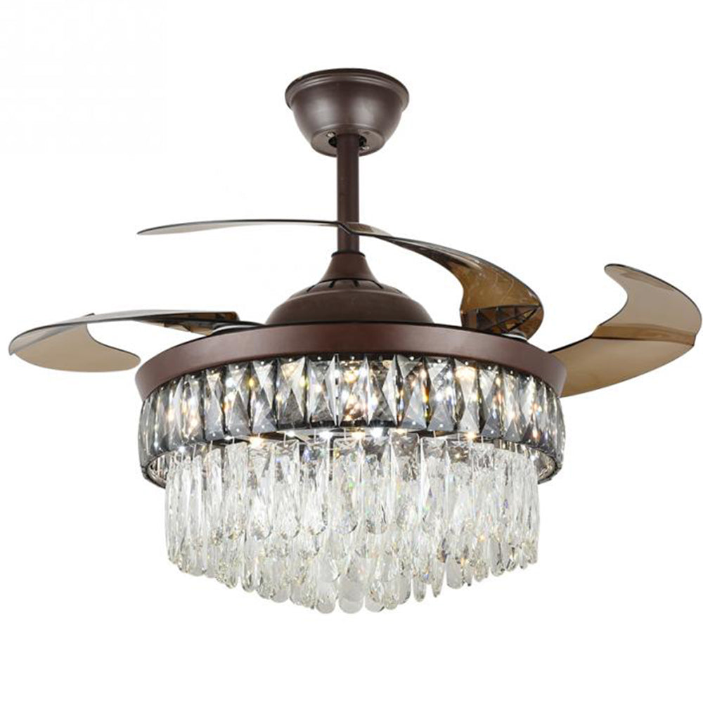 AFANQI Brown Crystal Ceiling Fan with Light 42