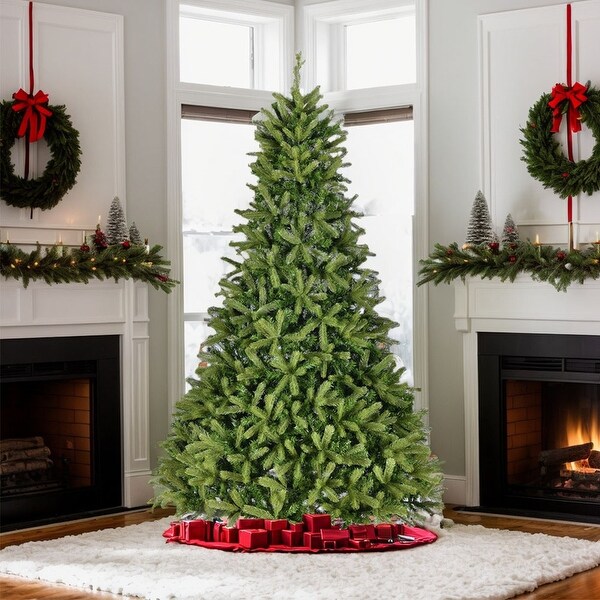 9FT Unlit Hinged Spruce Artificial Christmas Tree，2576 Branch Tips，Premium Xmas Tree for Holiday Decoration