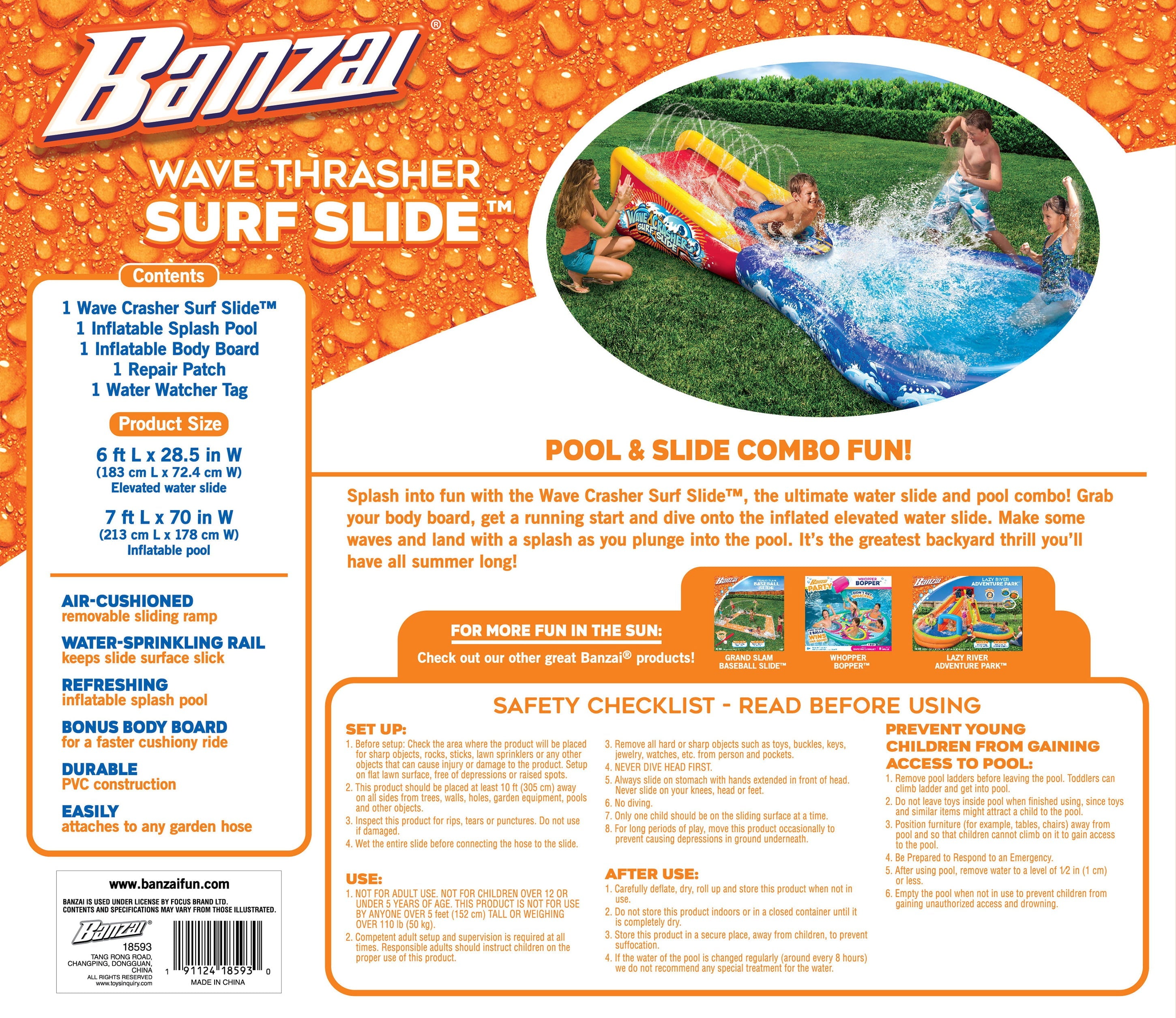 Banzai Wave Crasher Surf Slide w/ Body Board