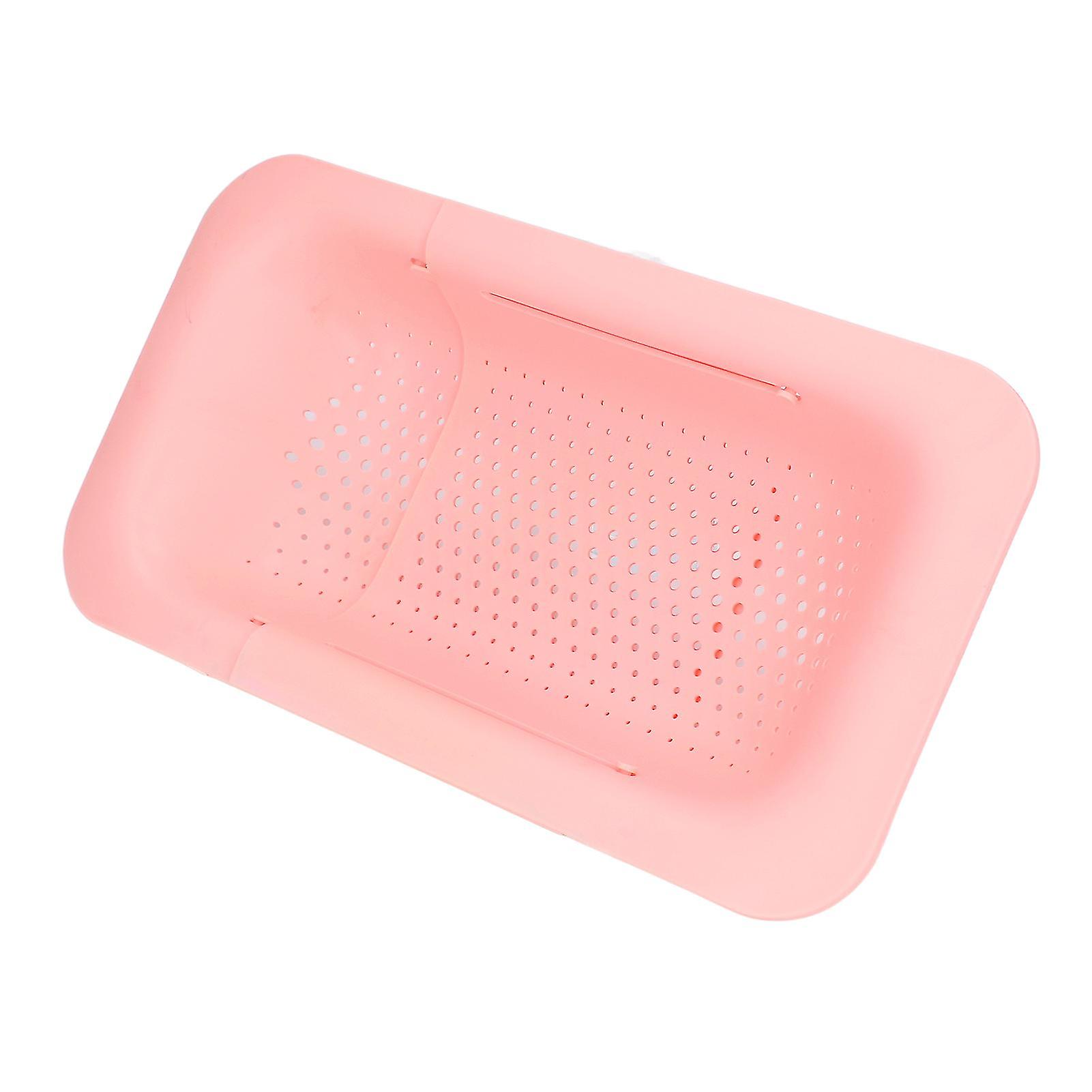 Strainer Basket Telescopic Design Anti Slip Rust Resistant Drain Colander Kitchen AccessoryPink