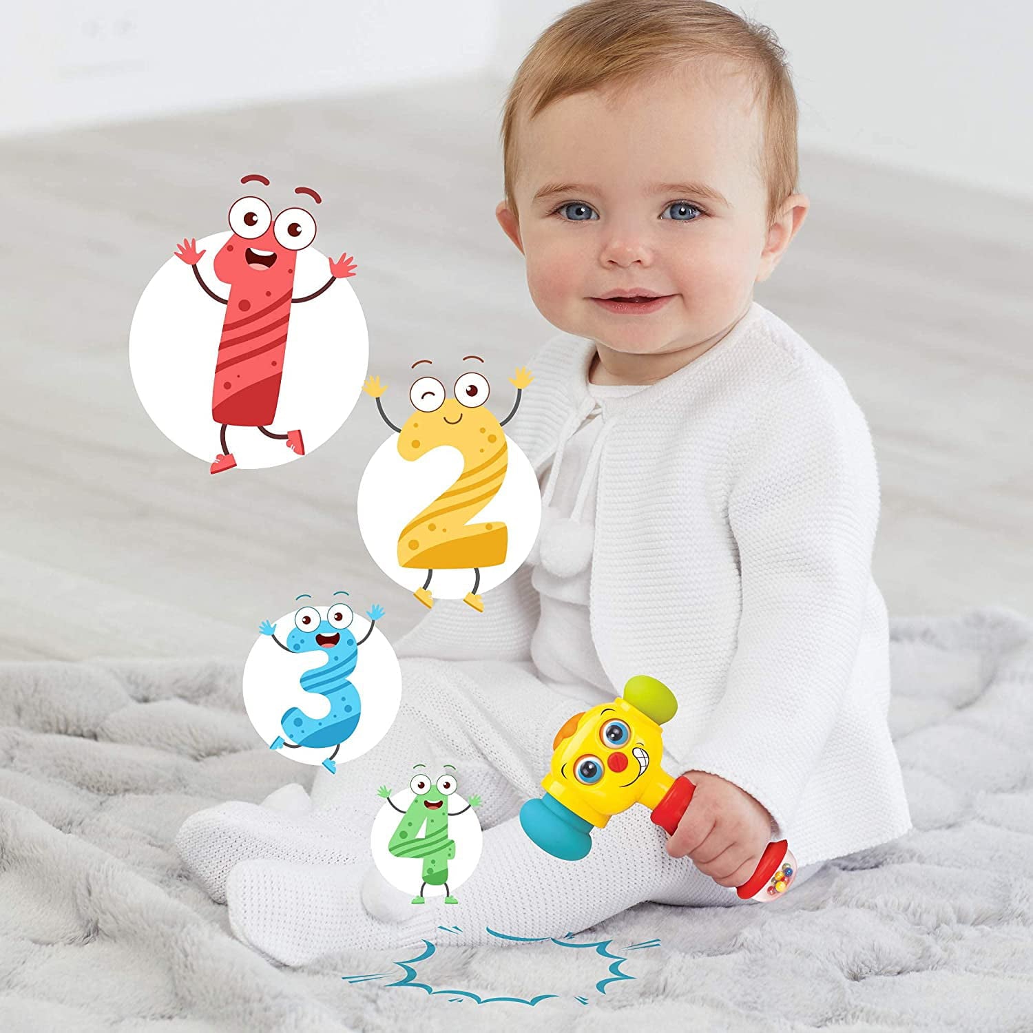 Toys for 1 Year Old Boys Girls Toddlers， Baby Toys 6 to 12 Months Toy Hammer with Music Sound and Light