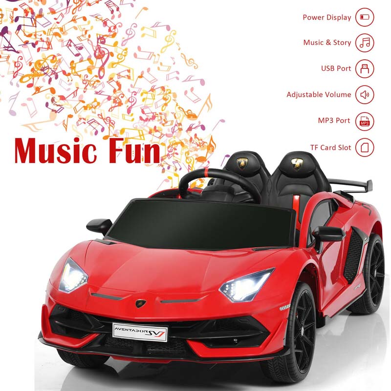 Licensed Lamborghini SVJ Kids Ride-On Car, 12V Battery Powered Sports Car Toy with Trunk & Remote