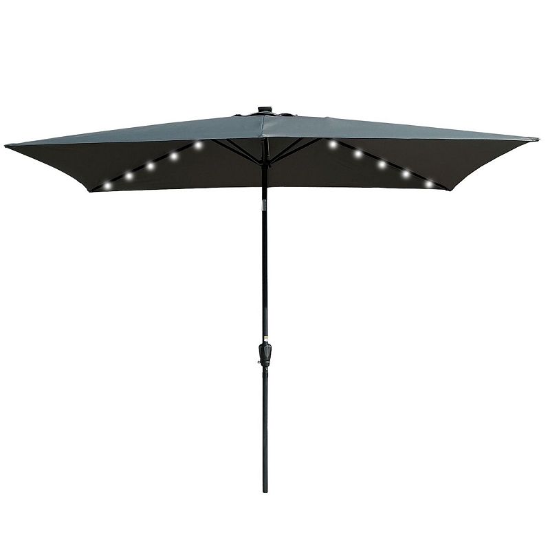 F.C Design Rectangular Solar LED Lighted Outdoor Umbrella - 10 x 6.5t Size - Crank and Tilt - Ideal for Garden， Backyard， Pool