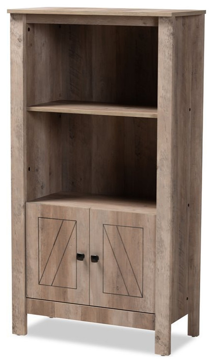 Bowery Hill Modern Natural Oak Finished Wood 3 Tier Bookcase   Farmhouse   Bookcases   by Homesquare  Houzz