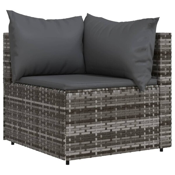 vidaXL Patio Lounge Set with Cushions Brown/Black/Gray Poly Rattan