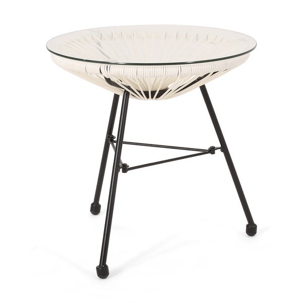 Modern Unique Design Rattan End Table with Metal Frame