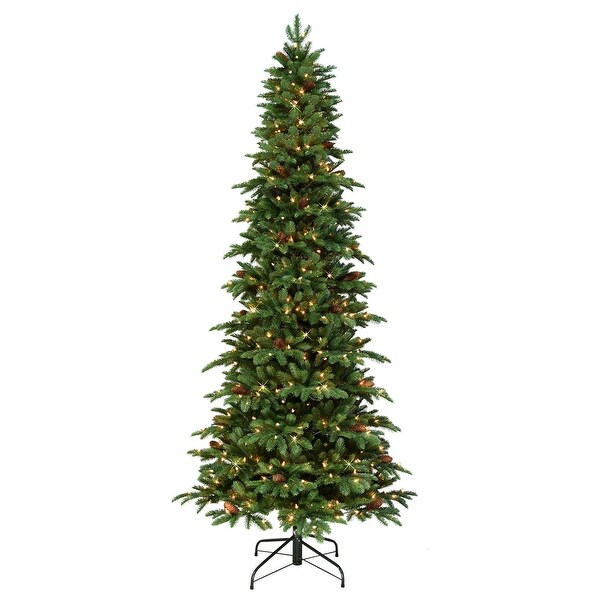 7.5' Slim Spruce Artificial Tree Glitter Accents Clear Lights