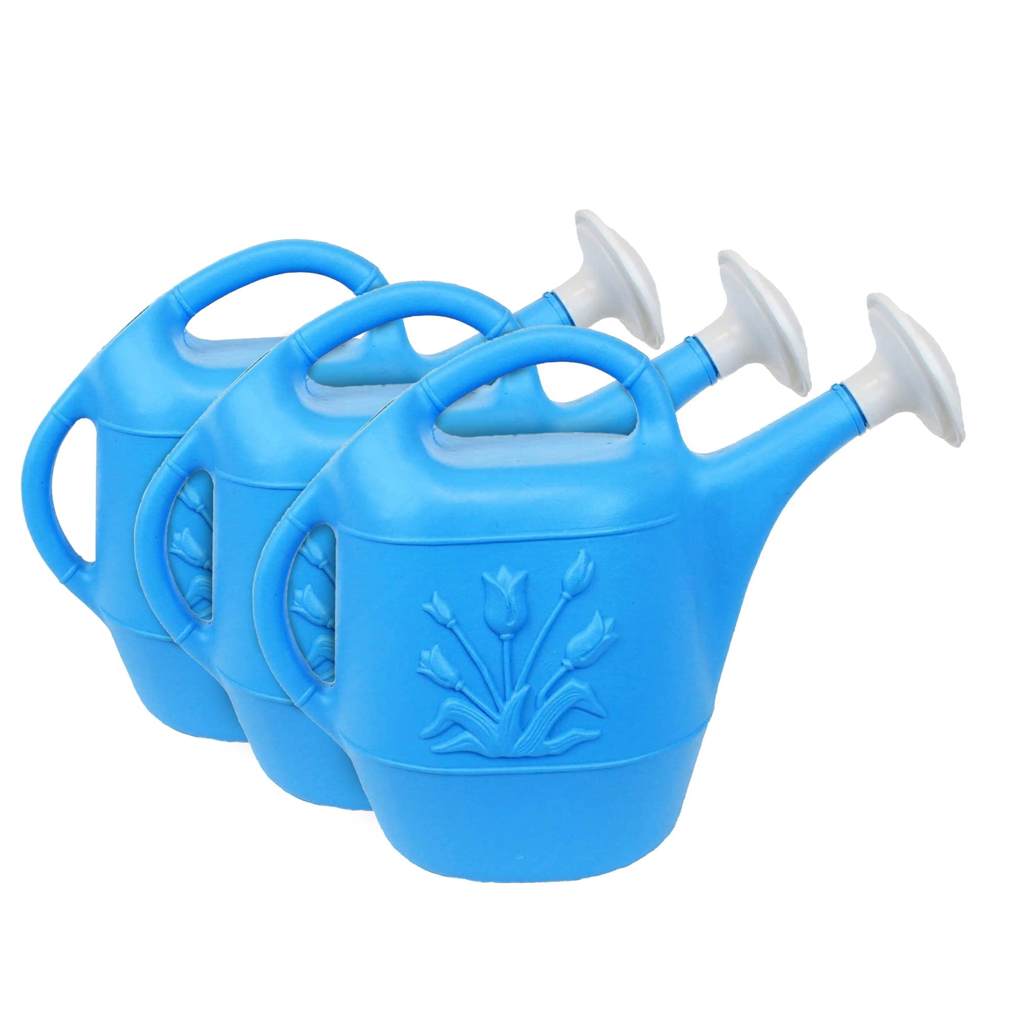 Union Products 2 Gallon Garden Plastic Watering Can， Caribbean Blue， 3 Pack