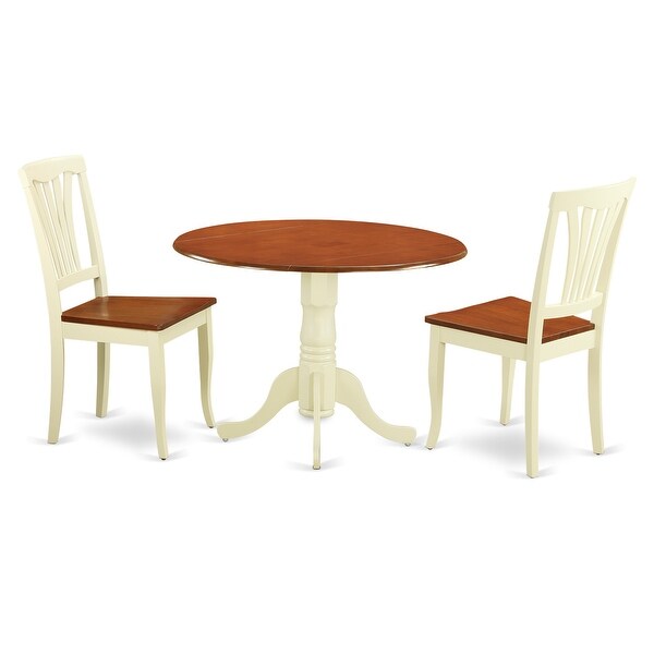 3-piece Kitchen Table Set with Dining Table and 2 Kitchen Chairs - Buttermilk and Cherry Finish