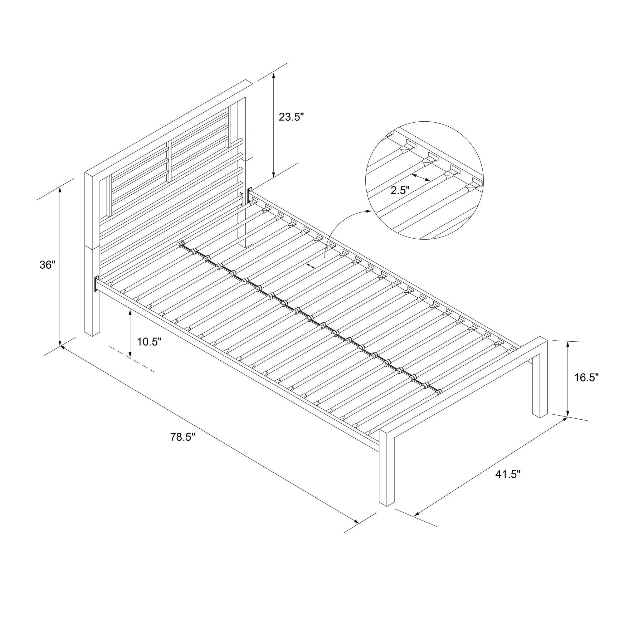 Your Zone Kids Metal Platform Bed, Twin or Full, Multiple Colors