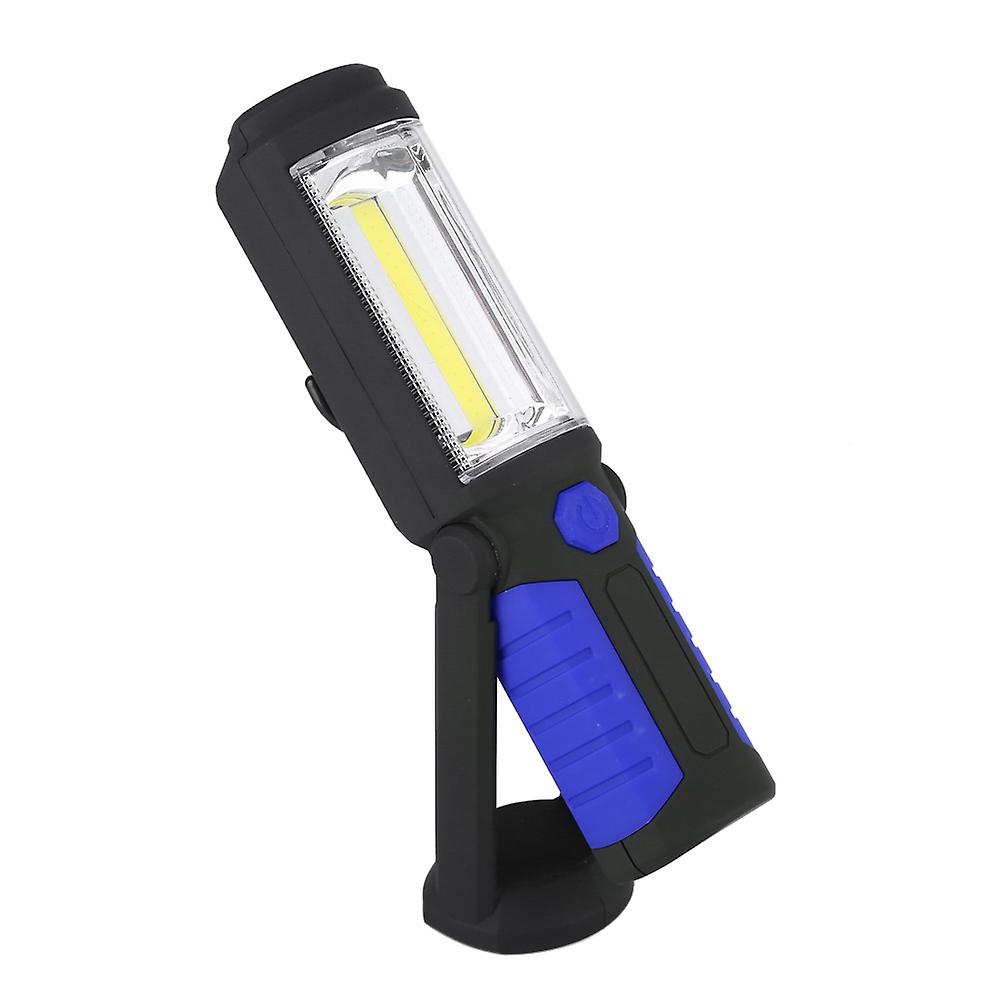 3w Rechargeable Cob Led Flashlight Camping Emergency Work Light With Magnetic Stand Blue