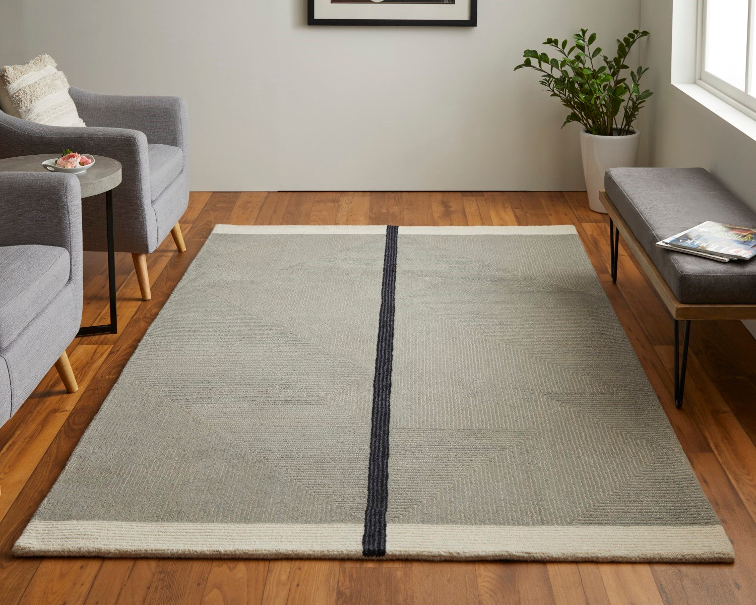 Ardon Architectural Hand Tufted Gray / Black Rug