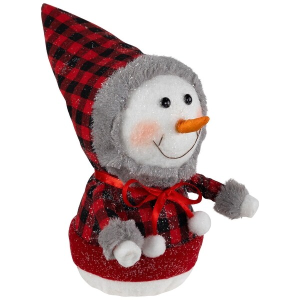 Jolly Baby Snowman with Plaid Coat Christmas Figurine