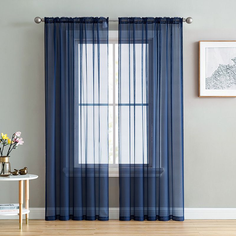 THD Essentials Sheer Voile Window Treatment Rod Pocket Curtain Panels - Set of 2