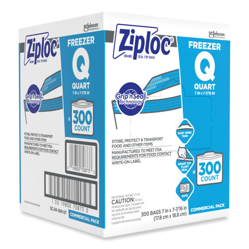 Ziploc Double Zipper Freezer Bags， 1 qt， 2.7 mil， 7