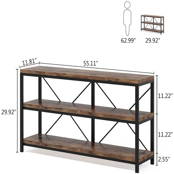 Sofa Table， 3 Tiers Console Table TV Stand with Storage Shelves