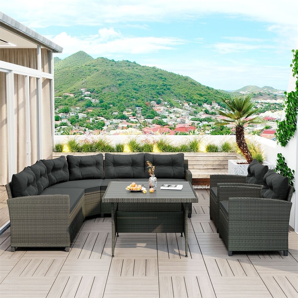 Merax 6 Piece Outdoor Wicker Sofa Set with Thick Cushions