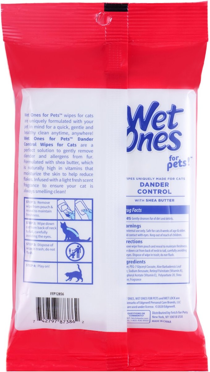 Wet Ones Dander Control  Fresh Scent Cat Wipes， 30 count