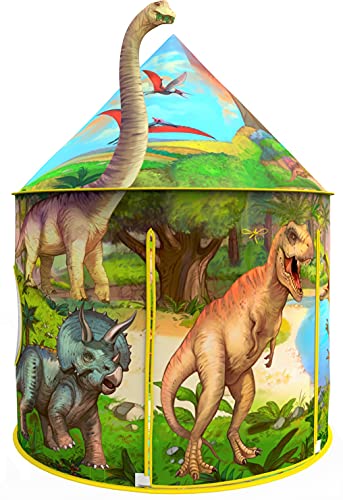 Dinosaur Play Tent | Realistic Dinosaur Design Kids Pop Up Play Tent for Indoor and Outdoor Fun, Imaginative Games, Toys & Gift | Foldable Playhouse + Storage Bag for Boys & Girls