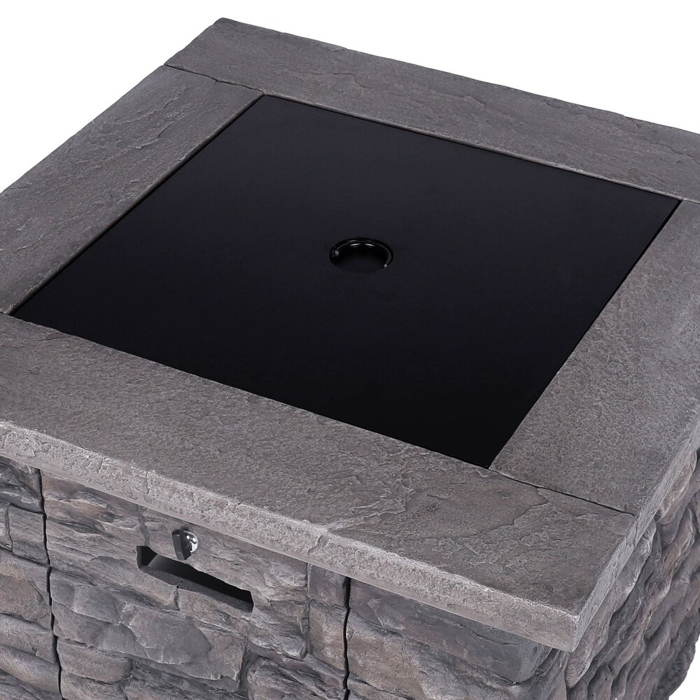 VEIKOUS 30'' Square 50000 BTU Propane Gas Fire Pit Table for Outside Patio with Lid  Cover and Lava Rocks