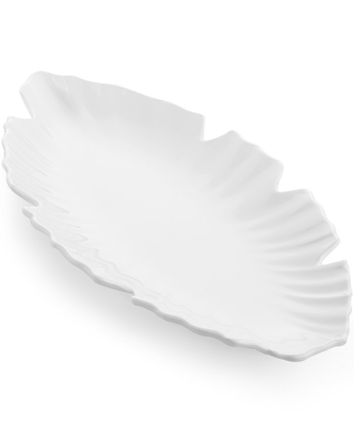 Q Squared Zen Melamine Small White Leaf Platter