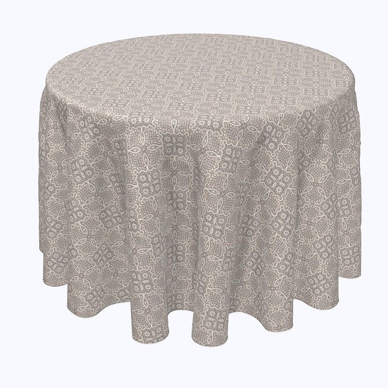 Round Tablecloth， 100% Polyester， 60 Round， Vintage Elegance Lace Design