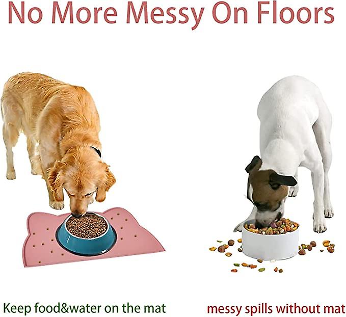 Cat Food Mat， Silicone Non Slip Dog Bowl Mat Waterproof Cat Feeding Mat Prevents Food Spillage And Water Mess Into The Floor Pet Food Mat (17