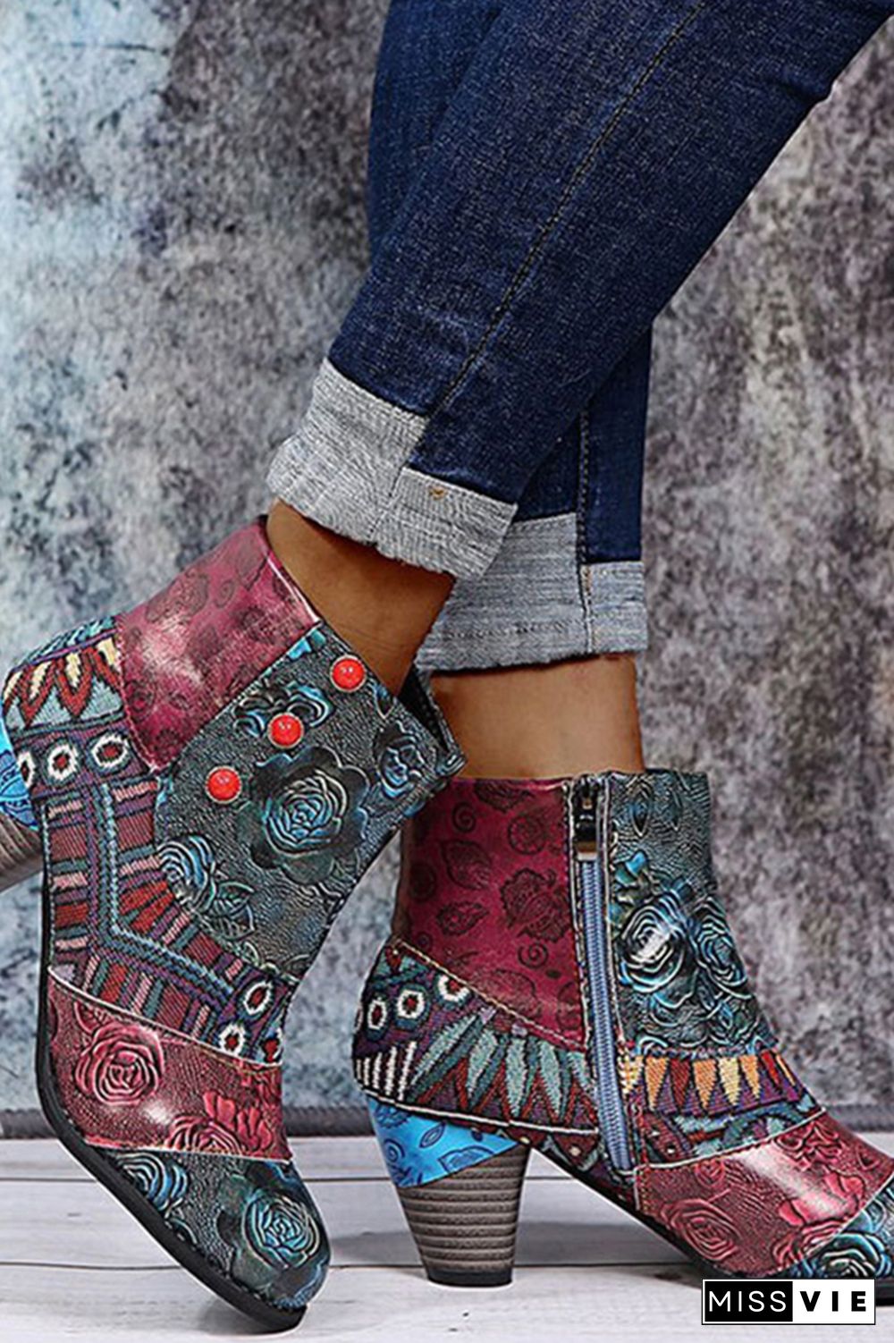 Boho Chunky Heeled Boots Women Wholesale