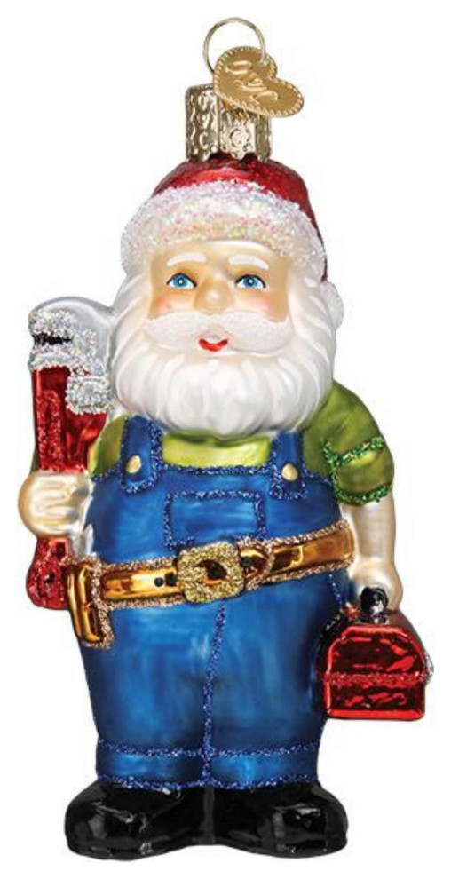 Old World Christmas Handyman Santa Glass Ornament Santa Tool Box 40310   Traditional   Christmas Ornaments   by Esbenshades Greenhouses  Houzz