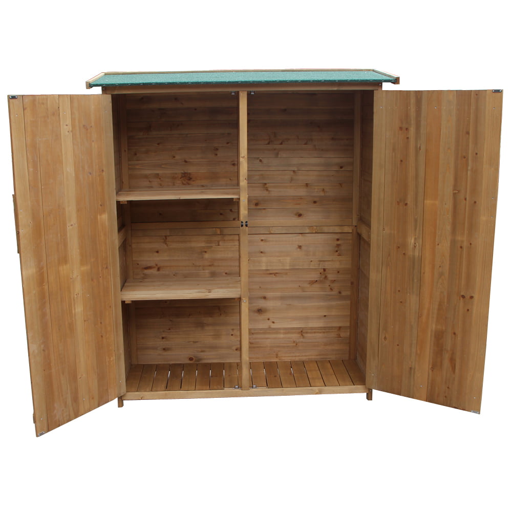 SalonMore 64" Wooden Storage Shed Garden Outdoor Fir Wood Lockers Double Doors